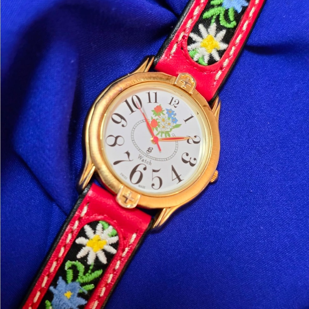 B-Swiss by Bucherer Swiss Made Classic Beautiful Womens Watch Hand Embroidery